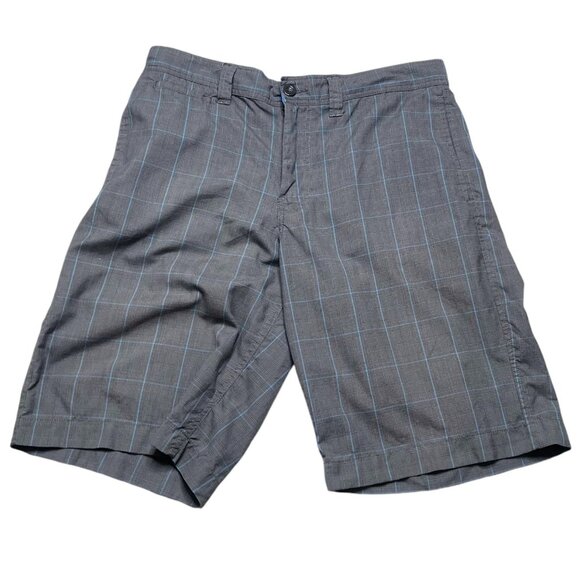 American Rag Shorts Mens Size 33 Grey Blue Plaid Chino - Picture 1 of 3